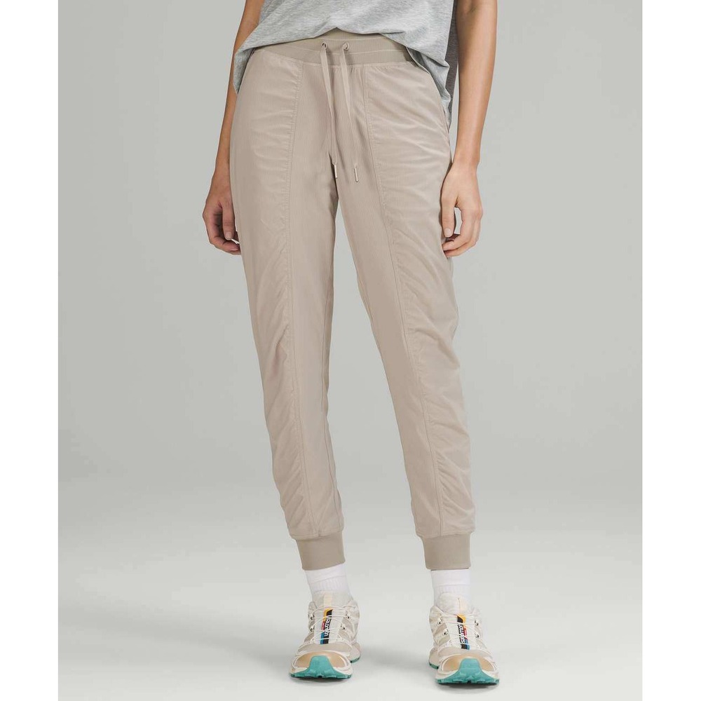 Lululemon Dance Studio Mid-Rise Lined Jogger Raw Linen Beige Size 12